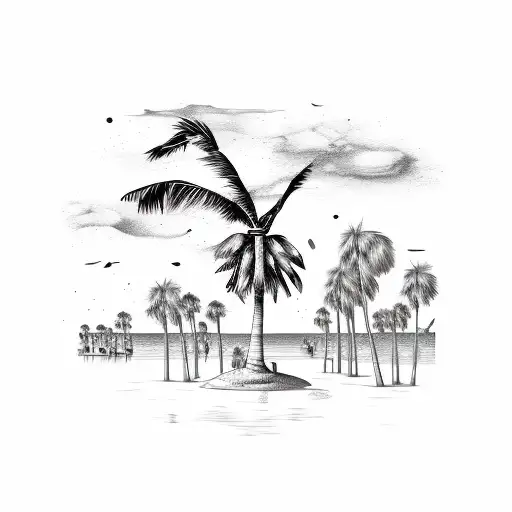 Florida theme with oranges, a palm tree, a shuttle tattoo design idea