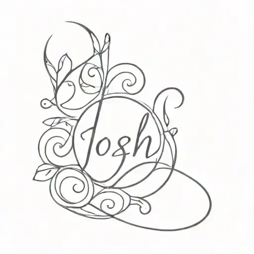 The name Josh with bohemian shapes tattoo design idea