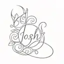 The name Josh with bohemian shapes tattoo design idea