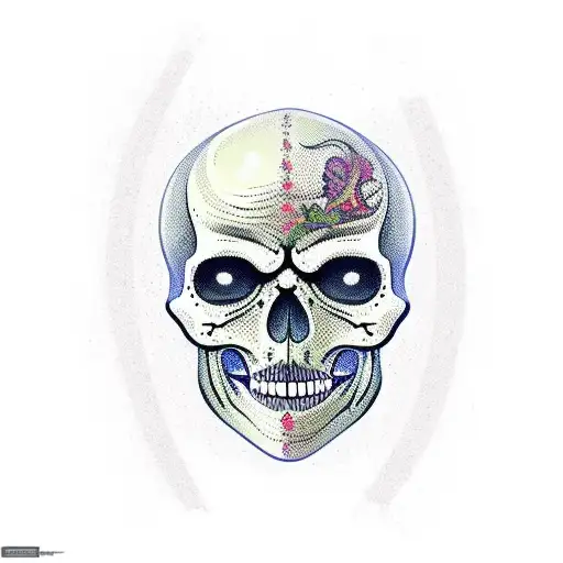lying skeleton in front of open coffin tattoo design idea