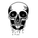 lying skeleton in front of open coffin tattoo design idea