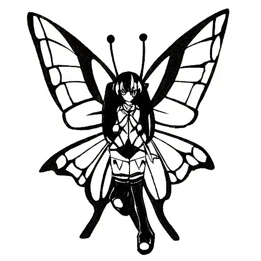 evil butterfly black and white tattoo design idea
