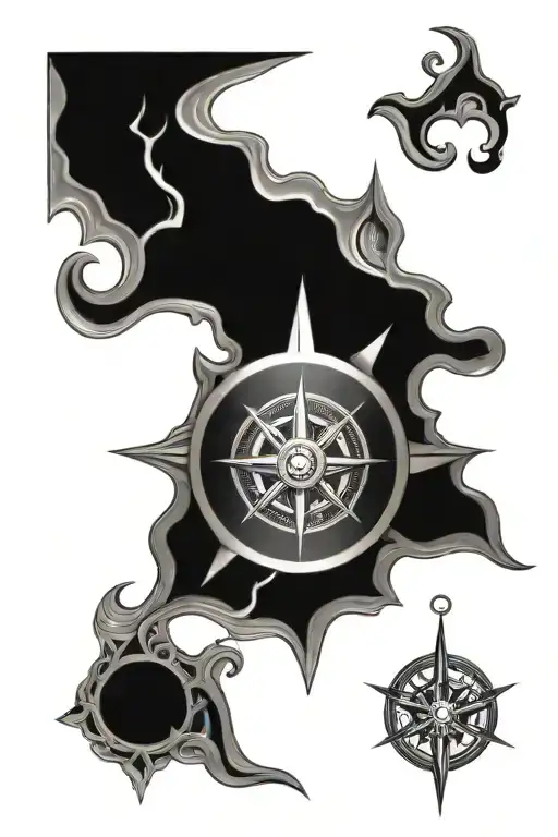 melting compass ornamental tattoo tattoo design idea