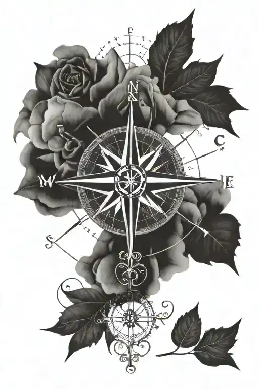 Compass rose meaning of mental health struggles tattoo design idea