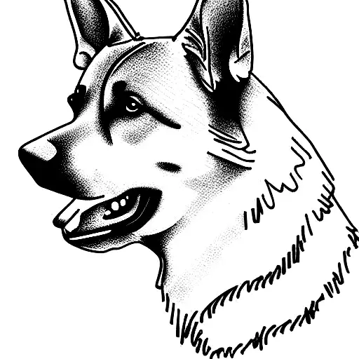 german shepherd dog side profile tattoo design idea