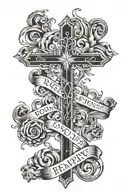 Cross with proverbs 16:3 with jesus/christian related design around it  tattoo design idea