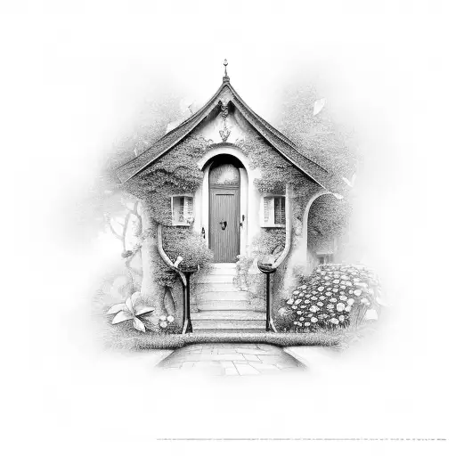 open door to a secret garden tattoo design idea