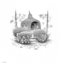 open door to a secret garden tattoo design idea