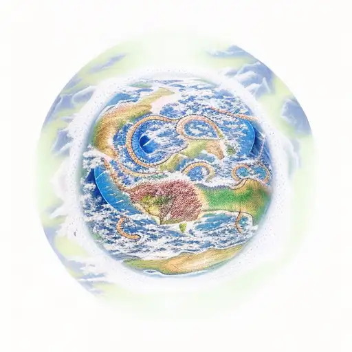 Jörmungandr circling the world tree tattoo design idea