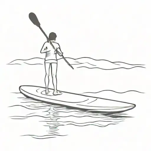 black and white  paddleboard no person tattoo design idea