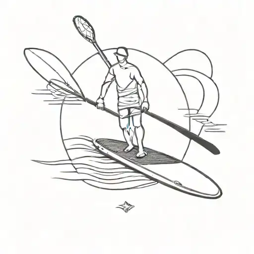 black and white  paddleboard tattoo design idea