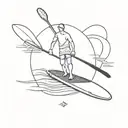 black and white  paddleboard tattoo design idea