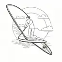 black and white  paddleboard tattoo design idea