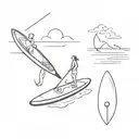 black and white  paddleboard tattoo design idea