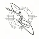 black and white  paddleboard tattoo design idea