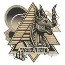 Anubis and pyramid logo integrated tattoo design idea