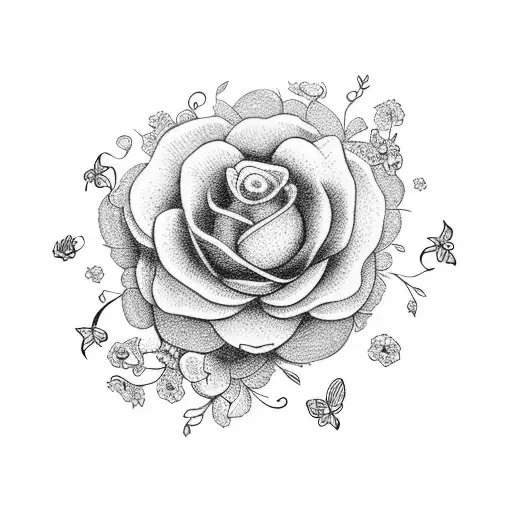 A blackwork tattoo of a delicate flower crown with Taylor Swift lyrics intertwined tattoo design idea
