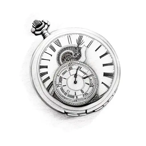 4 pocket watches with each one containing a different name. 4 names are Camille, Reese, Bryce, Peyton tattoo design idea