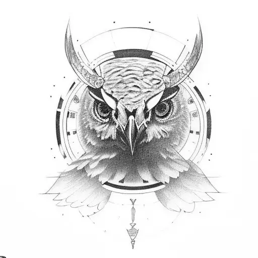 Black and White Hawk with Orange & Yellow Eye tattoo design idea