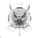 Black and White Hawk with Orange & Yellow Eye tattoo design idea