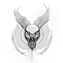 Black and White Hawk with Orange & Yellow Eye tattoo design idea