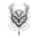 Black and White Hawk with Orange & Yellow Eye tattoo design idea