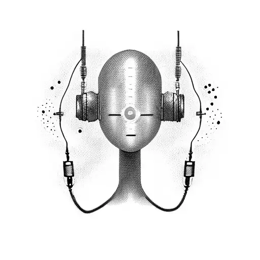 humanoid robot with a flamethrower that shoots out bubbles  tattoo design idea