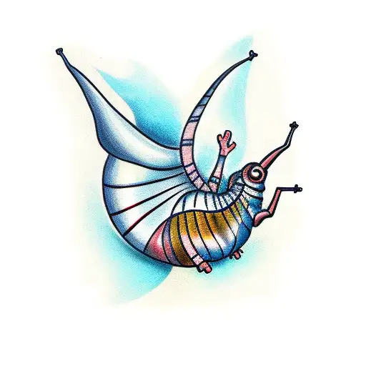 Snail with wings tattoo design idea