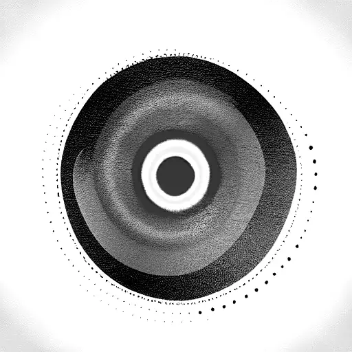 thin black circle with colourful aura tattoo design idea