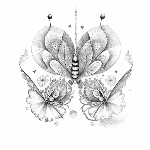 arco de flores con mariposas silvestres  tattoo design idea