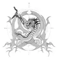 a dragon with information security tools tattoo design idea