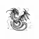 A cybersecurity teacher battling a dragon with information security tools tattoo design idea