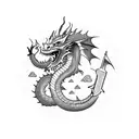 A cybersecurity teacher battling a dragon with information security tools tattoo design idea