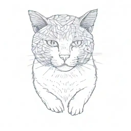 a cat with bread on its head tattoo design idea