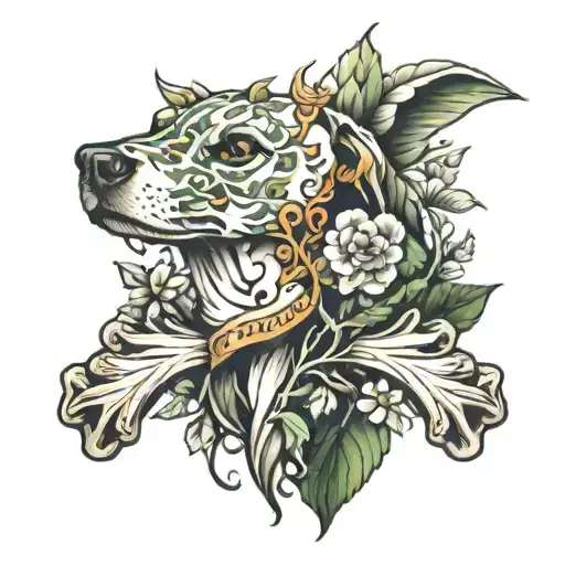 nature dog bone tattoo design idea