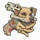 dog bone hand holding tattoo design idea