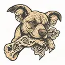 dog bone hand holding tattoo design idea