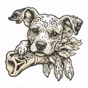 dog bone hand holding tattoo design idea