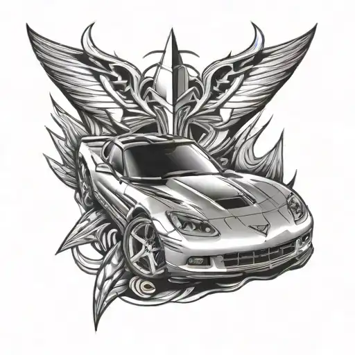corvette with face tattoo design idea