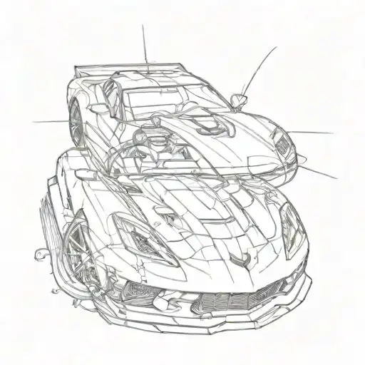 corvette with face incorporated tattoo design idea