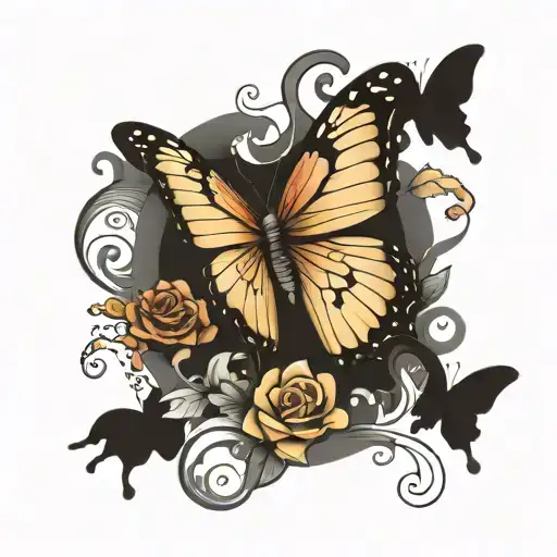 butterfly wings with a semi colon with the words let them  tattoo design idea