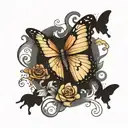 butterfly wings with a semi colon with the words let them  tattoo design idea