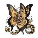 butterfly wings with a semi colon with the words let them  tattoo design idea