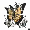 butterfly wings with a semi colon with the words let them  tattoo design idea