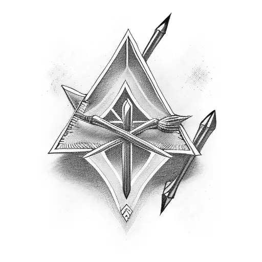 Straight Arrow with music and cross (fine-line) tattoo design idea