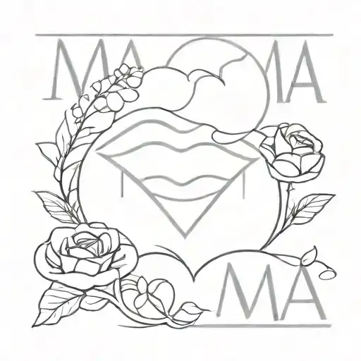 mama word with lip kiss tattoo design idea