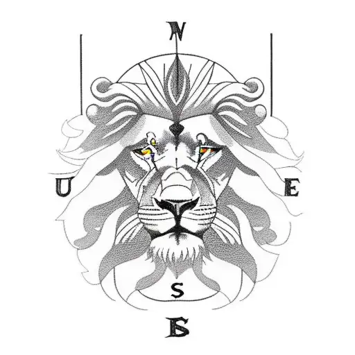 under arm sleeve  with classic car, a lion, mountain and a compass  tattoo design idea