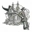 Gunslinger gothic church  tattoo design idea