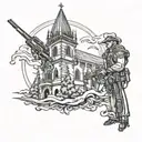 Gunslinger gothic church  tattoo design idea