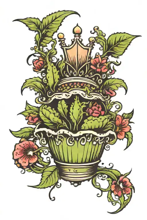 Venus fly trap intertwined in a crown tattoo design idea